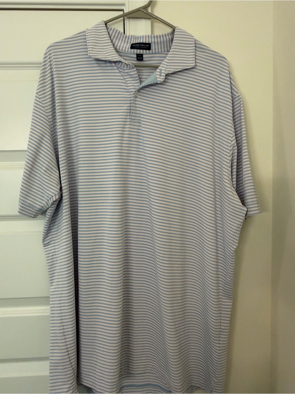 Peter Millar Men’s Light Blue & Pink Striped Polo Shirt